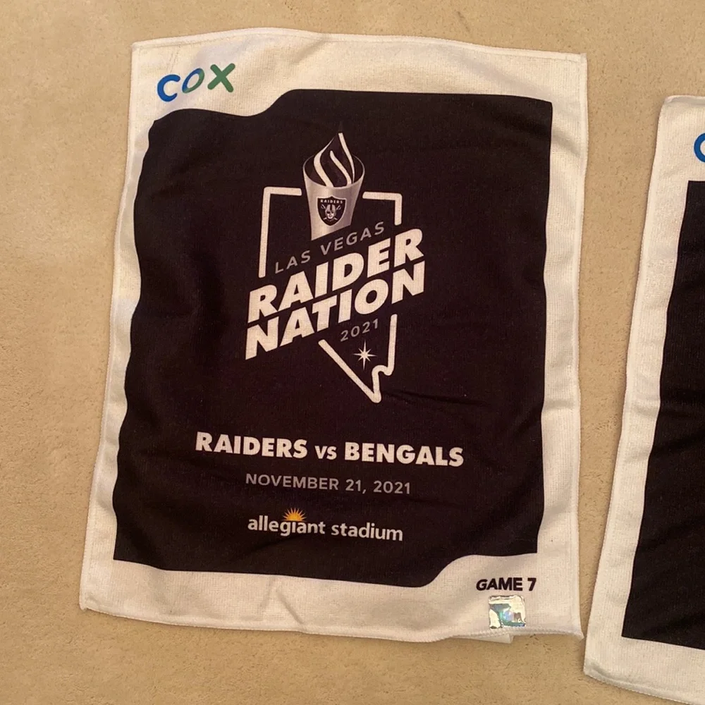 Las Vegas Raider’s Towels from Game 7 in 2021